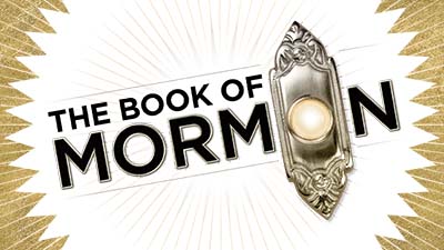 Graphic advertising the musical: The Book of Mormon.